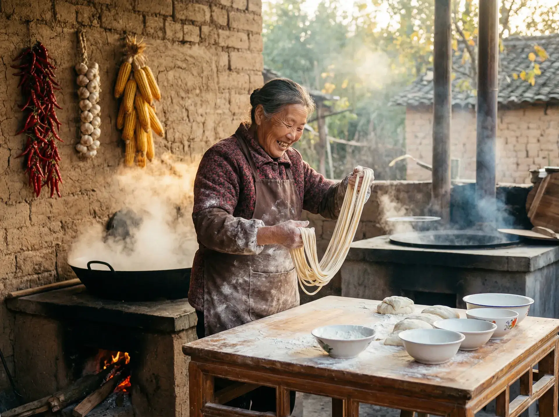 农家大嫂手擀面 - 凸凹视频分类视频 乡村美食